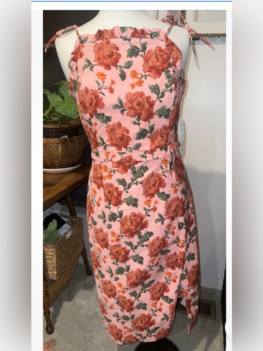 Anthropologie midi Dress Floral Smocked large NWT - Picture 3 of 11